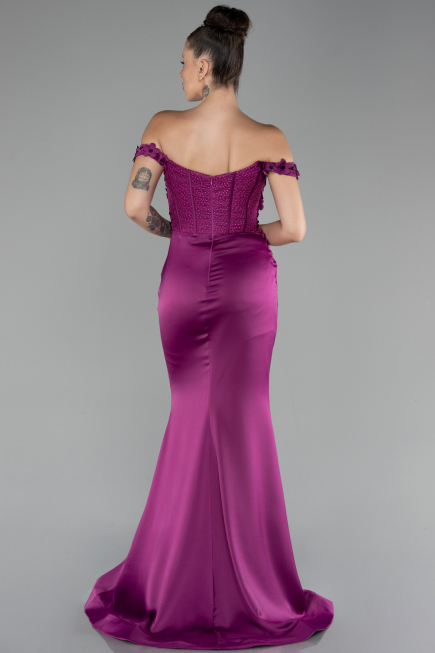 Abendkleid Lang Satin Pflaume ABU4264