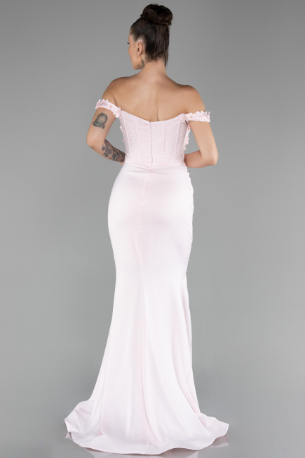 Abendkleid Lang Satin Puder ABU4264