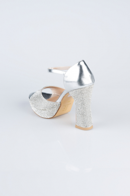 Party-Schuhe Steinbesetzt Silber MJ2228