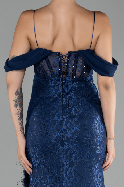 Abendkleid Lang Spitze Marineblau ABU4270