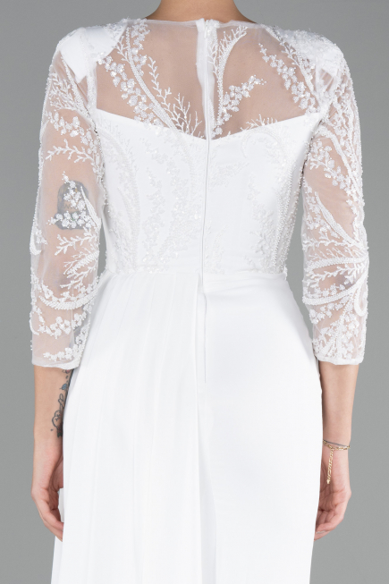 Abendkleid Lang Chiffon Weiß ABU4293