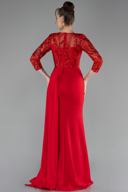 Abendkleid Lang Chiffon Rot ABU4293