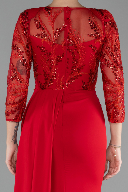 Abendkleid Lang Chiffon Rot ABU4293