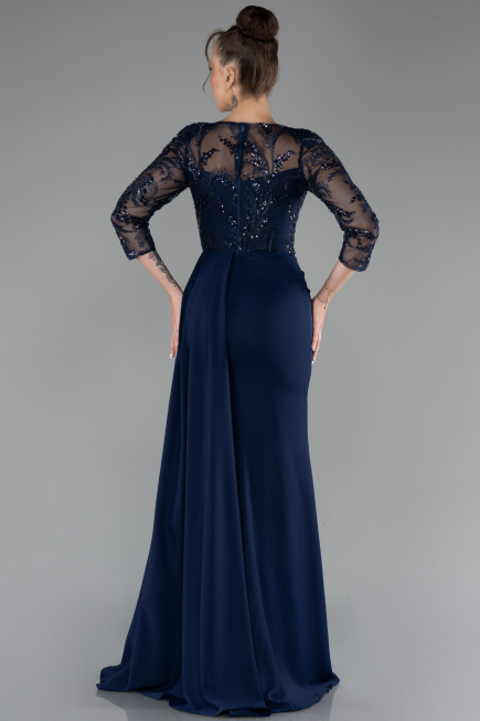 Abendkleid Lang Chiffon Marineblau ABU4293