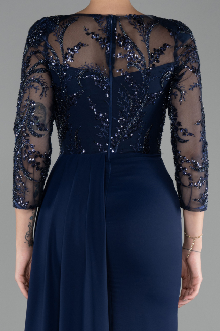 Abendkleid Lang Chiffon Marineblau ABU4293