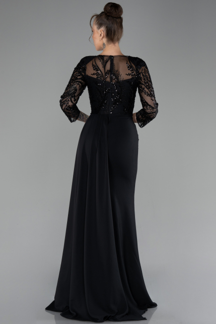 Abendkleid Lang Chiffon Schwarz ABU4293