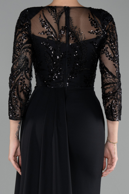 Abendkleid Lang Chiffon Schwarz ABU4293