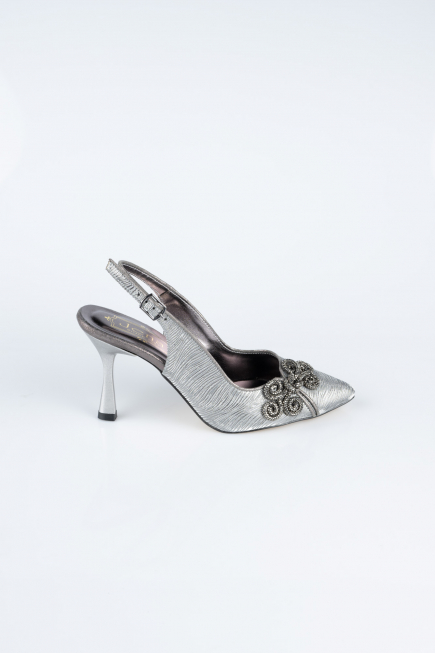 Party-Schuhe Laserschnitt Platin MJ4101