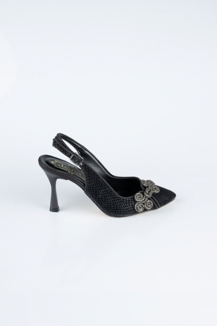 Party-Schuhe Laserschnitt Schwarz MJ4101