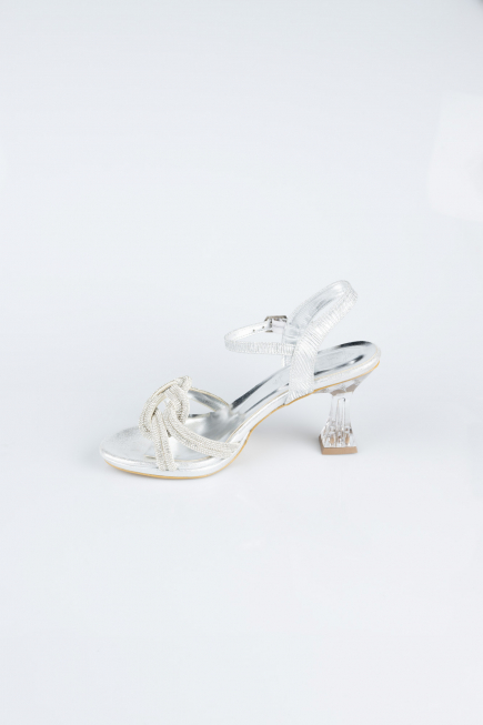 Party-Schuhe Steinbesetzt Silber MJ4104