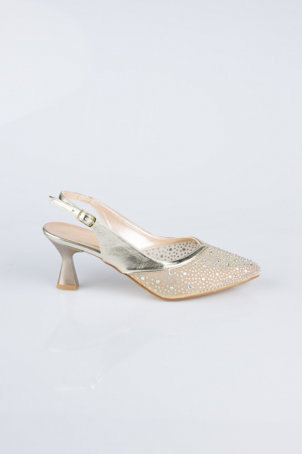 Party-Schuhe Steinbesetzt Gold MJ5311