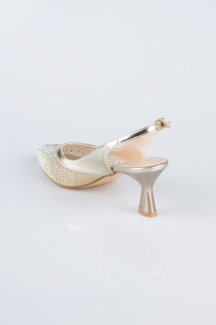 Party-Schuhe Steinbesetzt Gold MJ5311