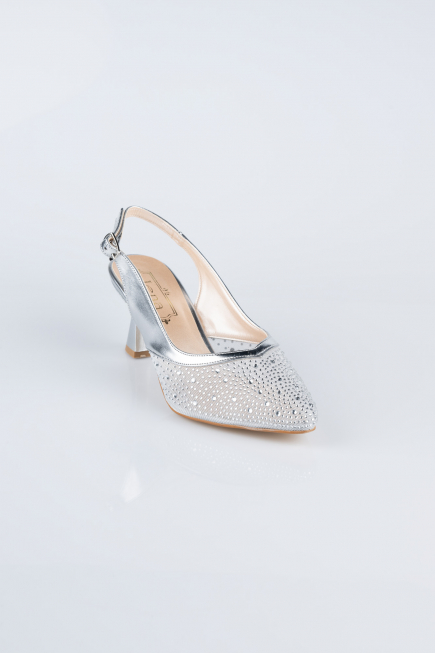 Party-Schuhe Steinbesetzt Silber MJ5311
