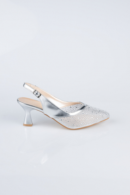 Party-Schuhe Steinbesetzt Silber MJ5311