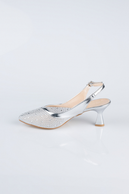 Party-Schuhe Steinbesetzt Silber MJ5311