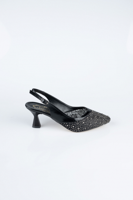 Party-Schuhe Steinbesetzt Schwarz MJ5311