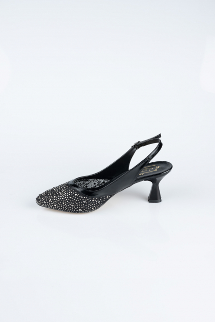 Party-Schuhe Steinbesetzt Schwarz MJ5311