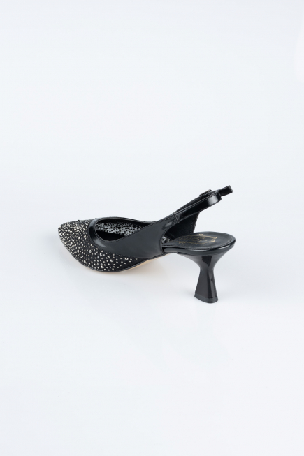 Party-Schuhe Steinbesetzt Schwarz MJ5311