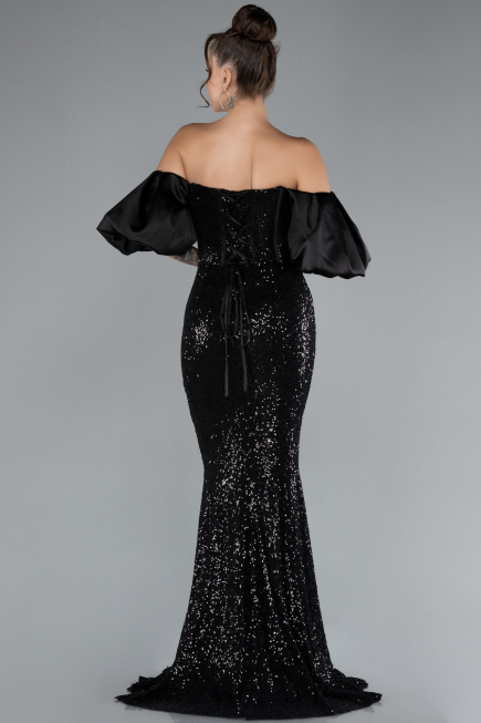 Abendkleid im Meerjungfrau-Stil Lang Schwarz ABU4308