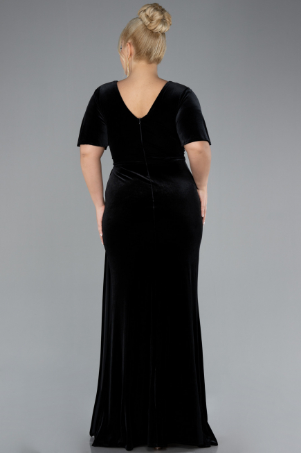 Einladung Und Abendkleid İn Übergröße Lang Samt Schwarz ABU4317