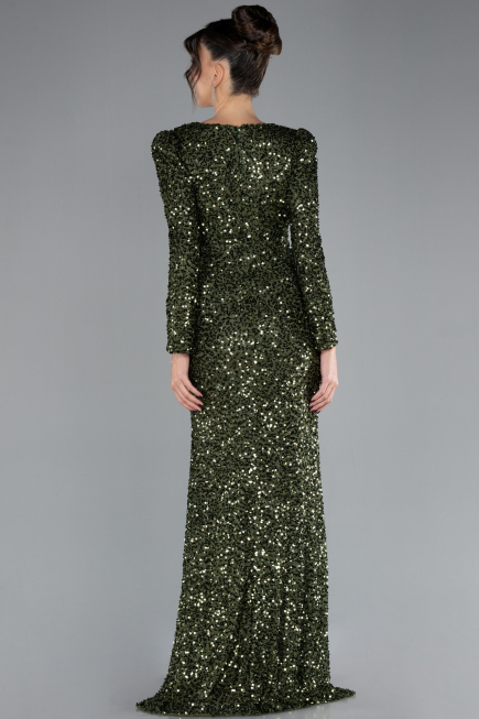 Abendkleid Lang Schuppig Khaki ABU4329