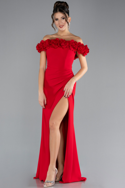 Abendkleid im Meerjungfrau-Stil Lang Rot ABU4335