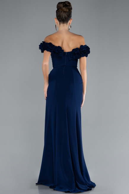 Abendkleid im Meerjungfrau-Stil Lang Marineblau ABU4335