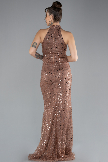 Abendkleid Lang Schuppig Kupfer ABU4376
