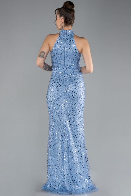 Abendkleid Lang Schuppig Indigo ABU4376