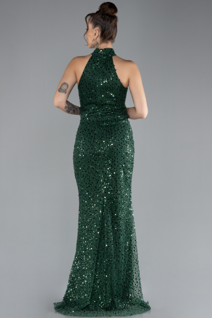 Abendkleid Lang Schuppig Smaragdgrün ABU4376