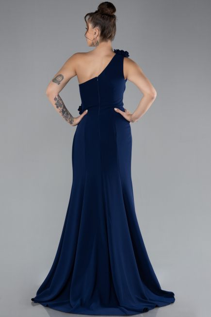 Abendkleid im Meerjungfrau-Stil Lang Marineblau ABU4381