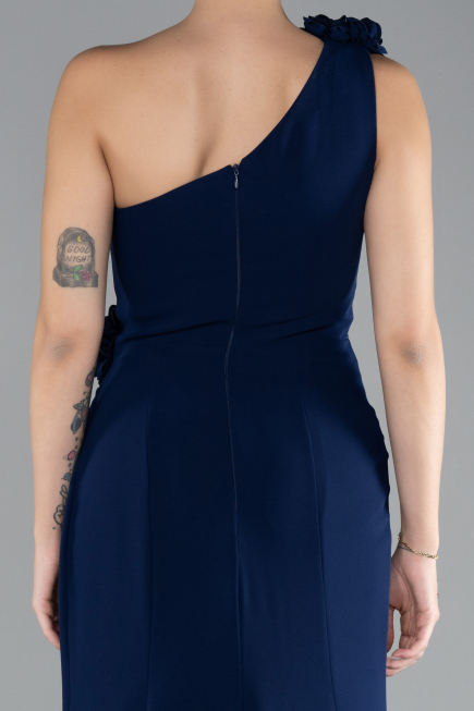 Abendkleid im Meerjungfrau-Stil Lang Marineblau ABU4381