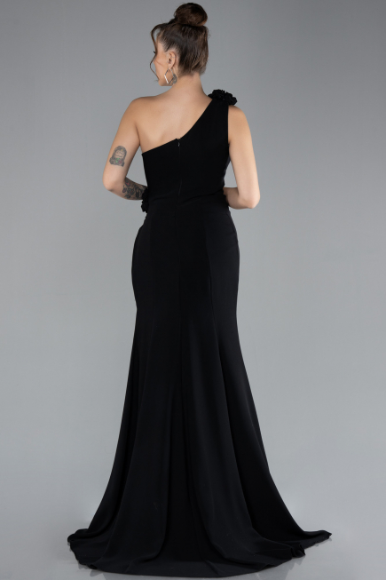 Abendkleid im Meerjungfrau-Stil Lang Schwarz ABU4381