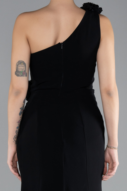 Abendkleid im Meerjungfrau-Stil Lang Schwarz ABU4381