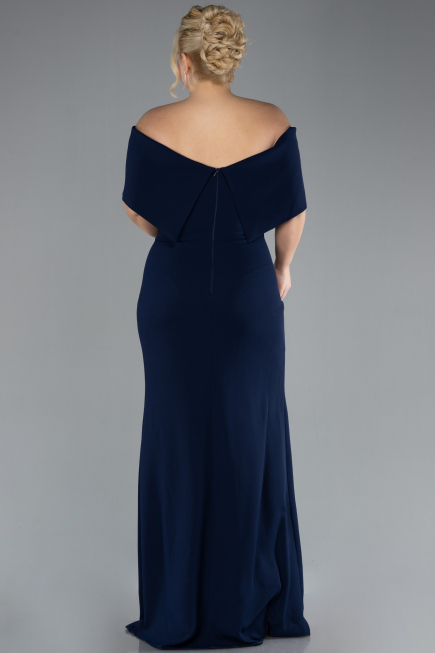 Abendkleid in Übergröße Lang Marineblau ABU3945