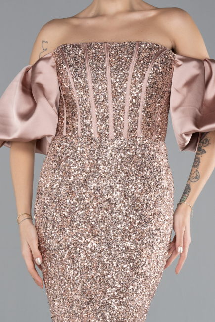 Kupfer Abendkleid Im Meerjungfrau-Stil Lang ABU4308