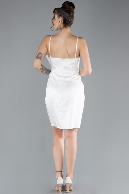 Partykleid Mini Satin Weiß ABK2174