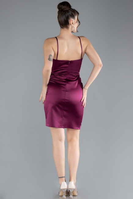 Partykleid Mini Satin Pflaume ABK2174