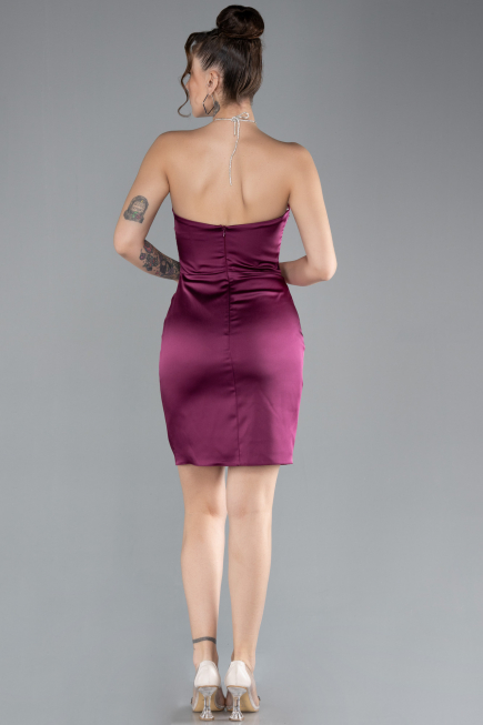 Partykleid Mini Satin Pflaume ABK2175