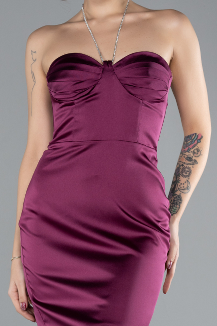 Partykleid Mini Satin Pflaume ABK2175