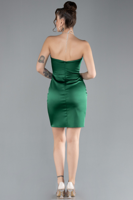 Partykleid Mini Satin Smaragdgrün ABK2175