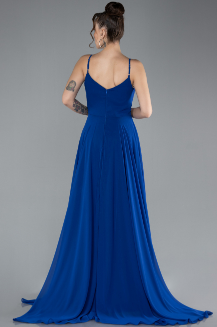 Abschlusskleid Lang Chiffon Sächsischblau ABU4412