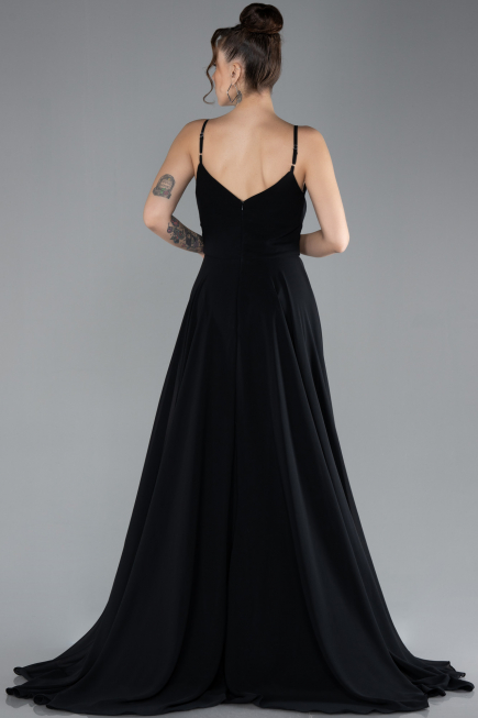 Abschlusskleid Lang Chiffon Schwarz ABU4412