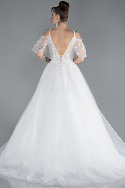 Brautkleid in Großen Größen Lang Weiß ABU4451