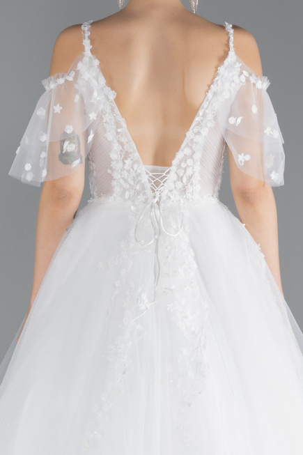 Brautkleid in Großen Größen Lang Weiß ABU4451