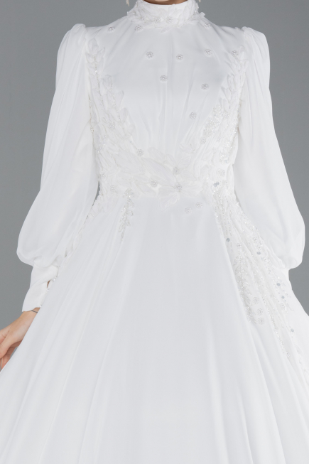 Brautkleid in Großen Größen Lang Chiffon Weiß ABU4452