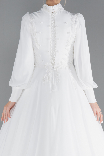 Brautkleid in Großen Größen Lang Chiffon Weiß ABU4452