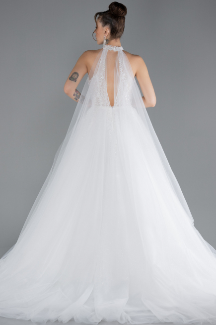 Brautkleid in Großen Größen Lang Weiß ABU4488