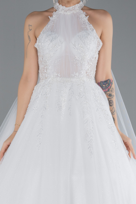Brautkleid in Großen Größen Lang Weiß ABU4488