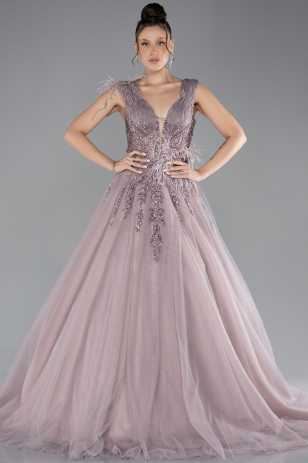 Designer Abendkleid Lang Altrosa ABU4433